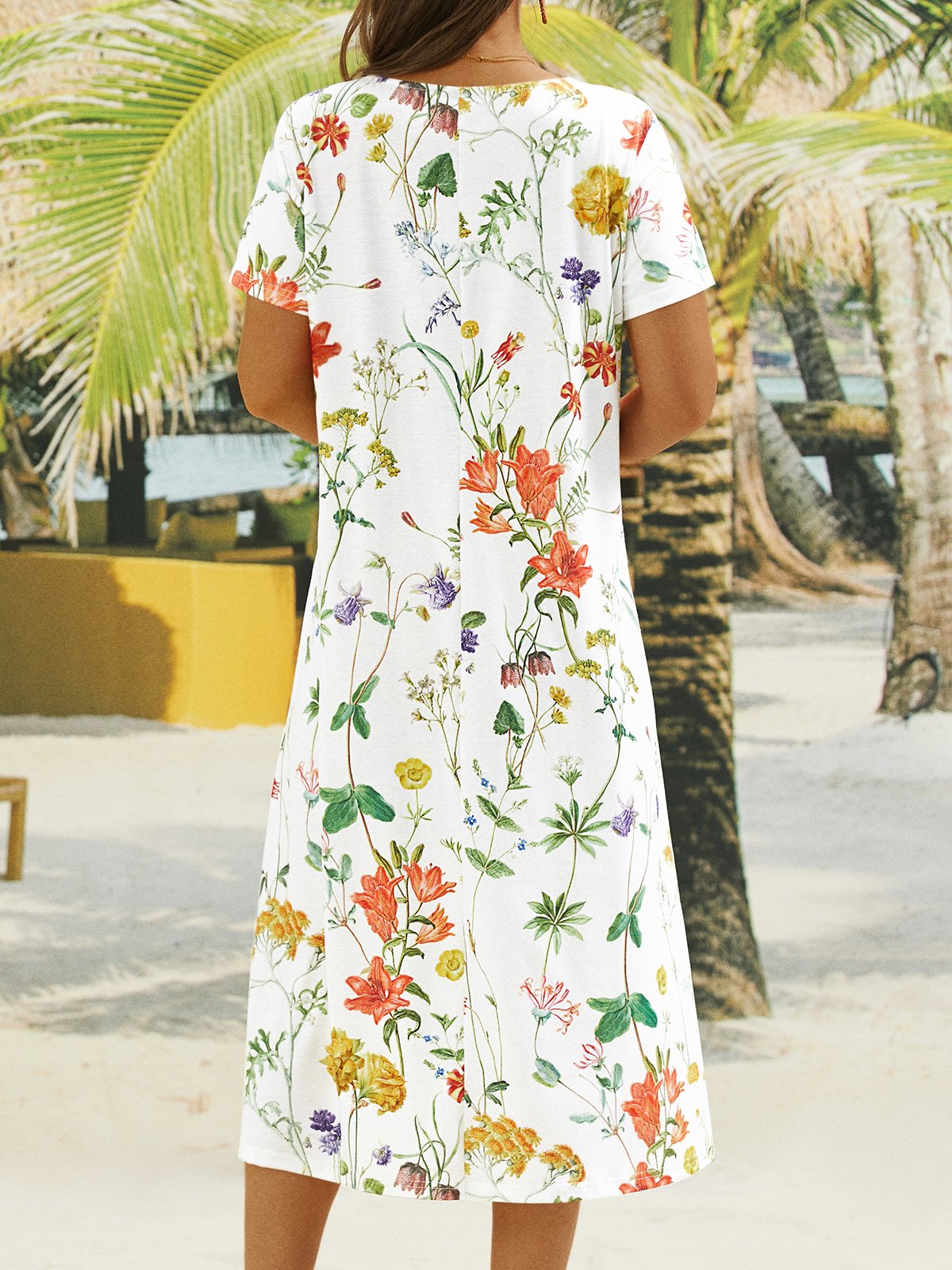 Casual Playa Floral Mujer Jersey Flojo Vestido Largo
