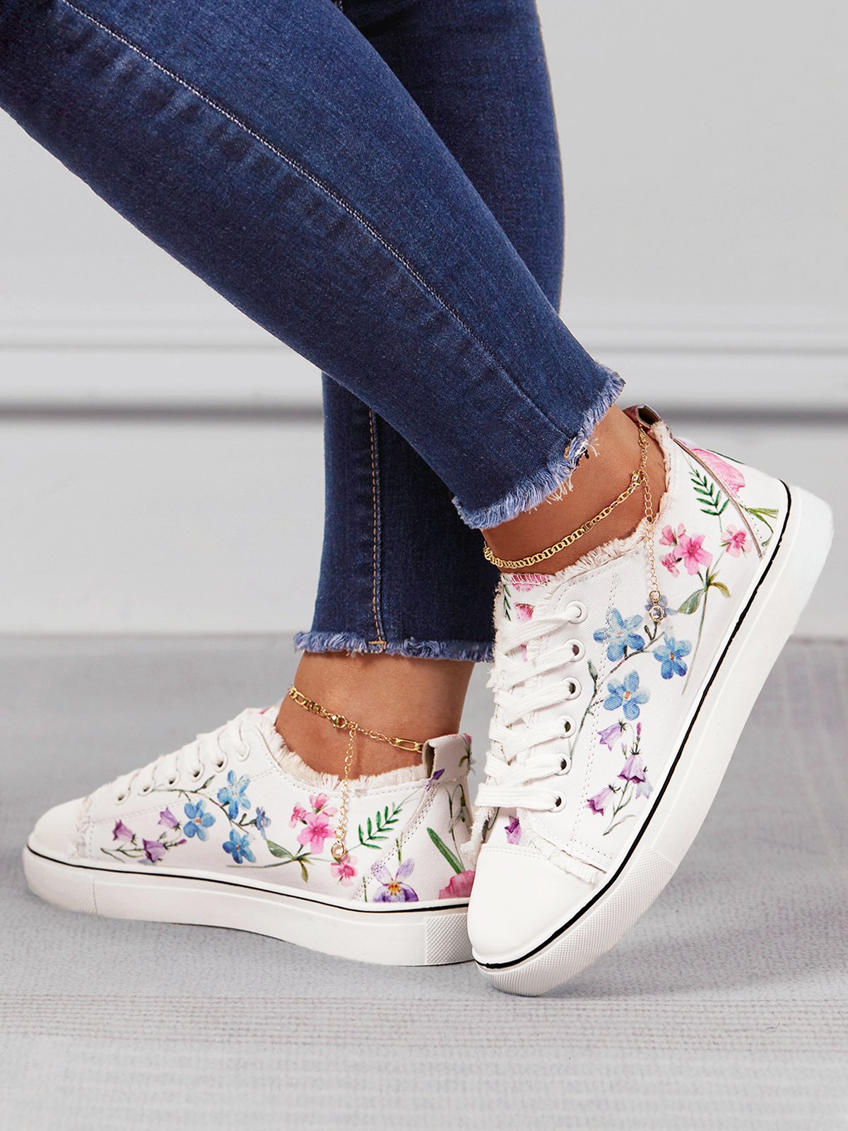 Moda Floral Ultraligero Respirable Deportes Lona Zapatos