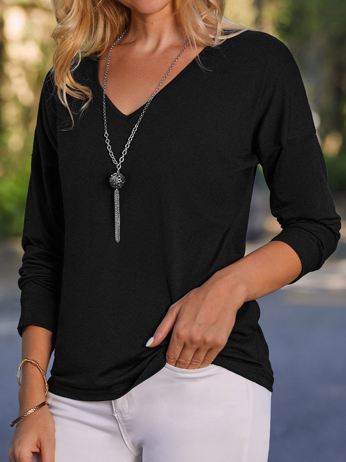 Casual Mujer Multicolor Liso Jersey Top Blusa Camisa 