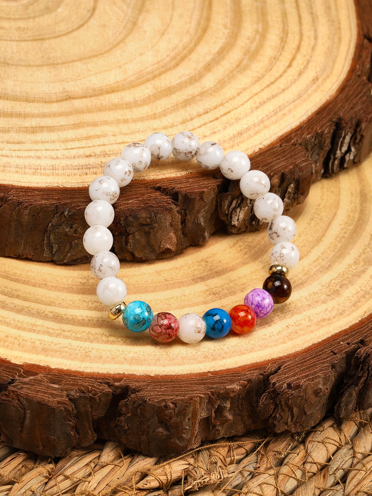 Ocio Estilo Étnico Natural Mineral Colorido Con Sarta De Cuentas Pulsera