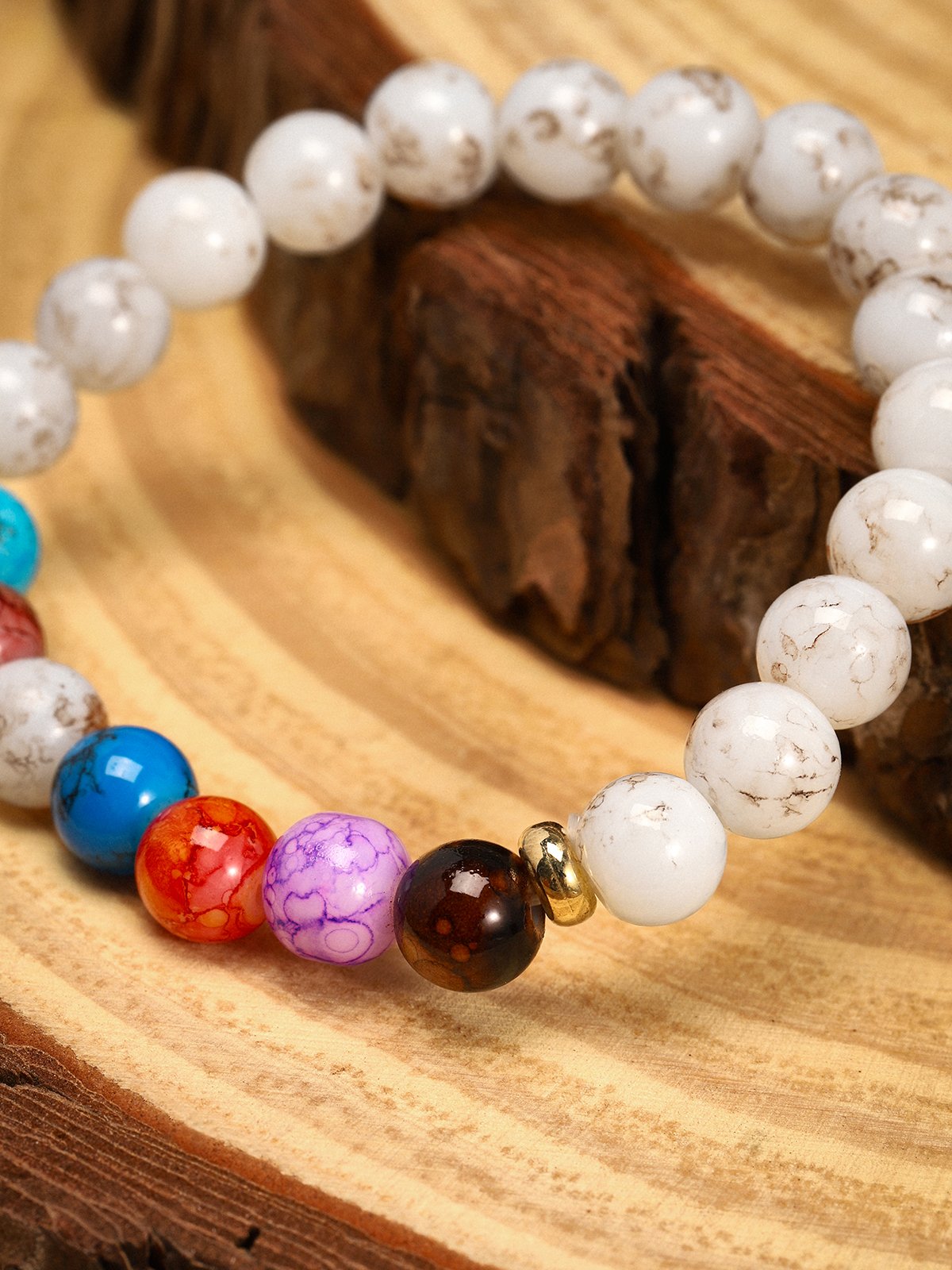 Ocio Estilo Étnico Natural Mineral Colorido Con Sarta De Cuentas Pulsera