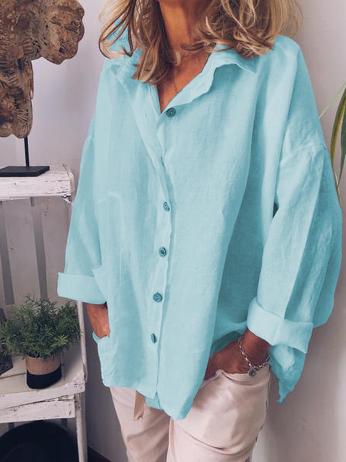 Mujeres Casual Flojo Camisa Top Túnico Blusa