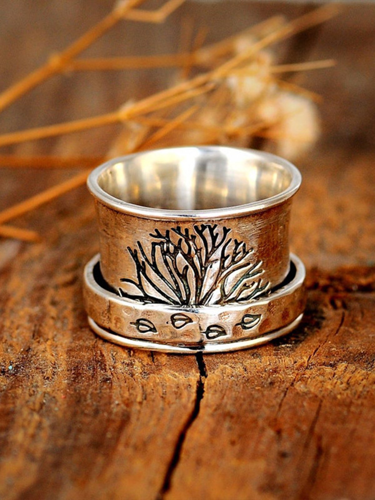 Anillo Retro Aleación Árbol De Vida