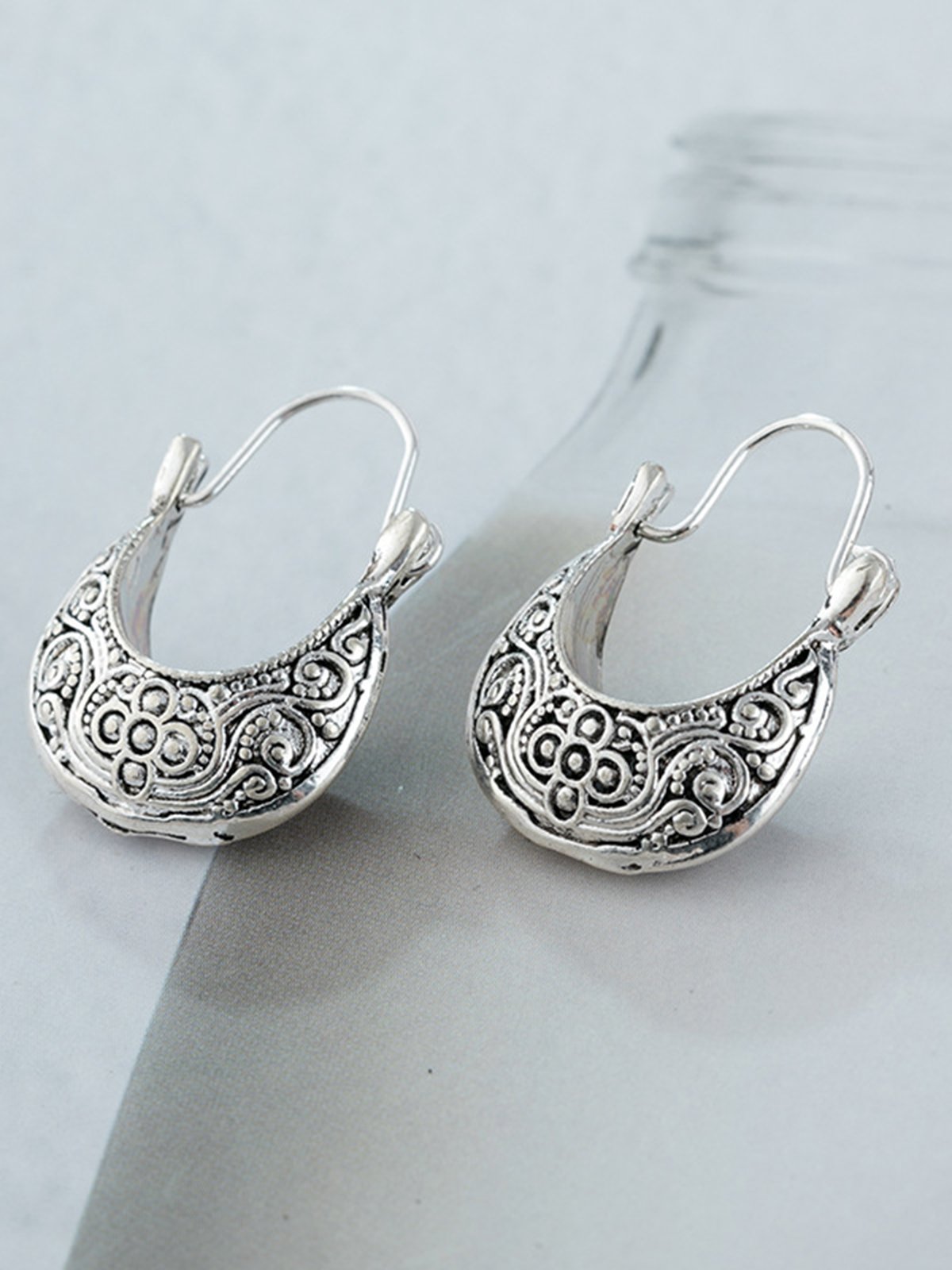 Mujer Plata Retro Tribal Vacaciones Aretes