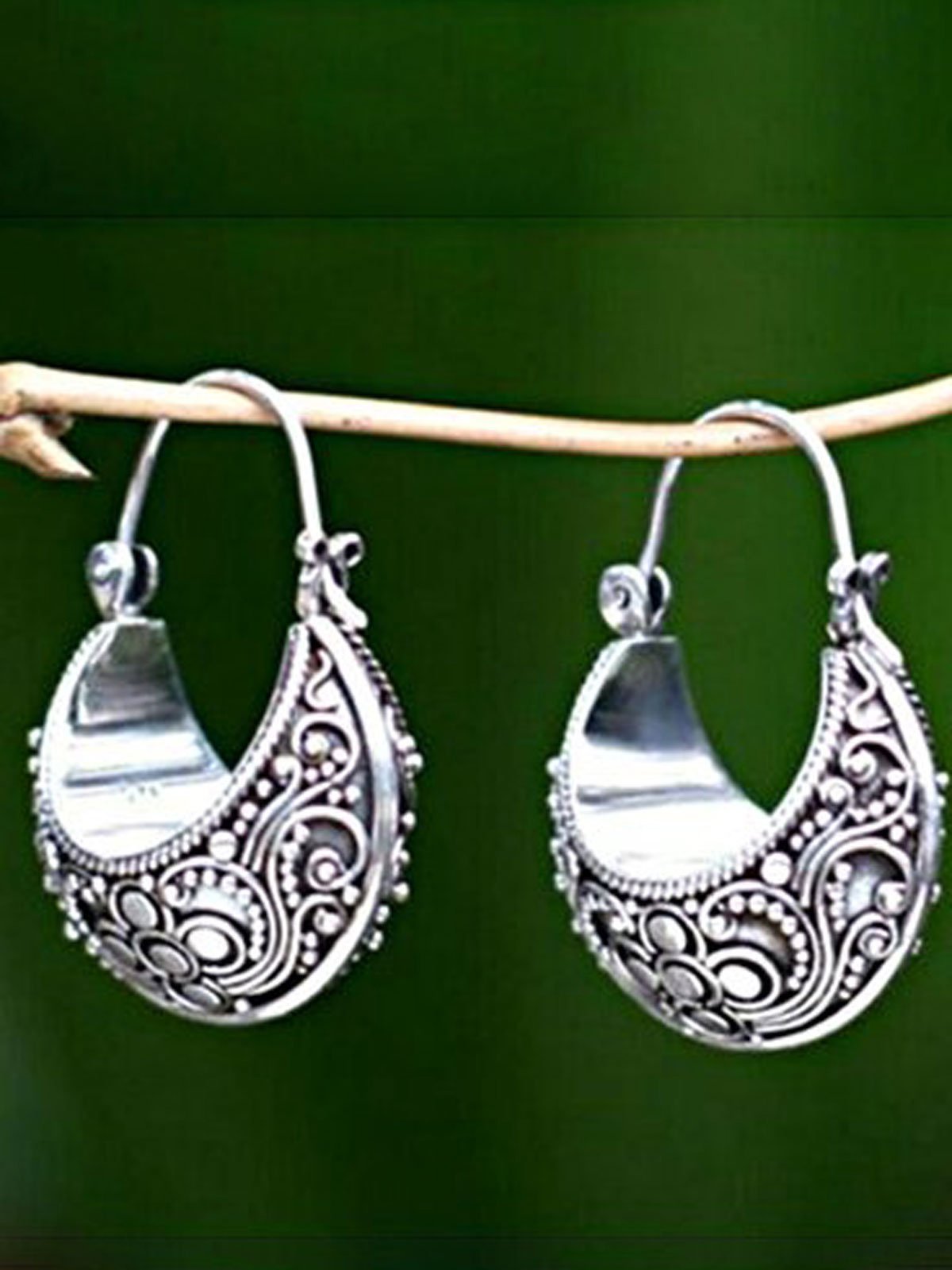 Mujer Plata Retro Tribal Vacaciones Aretes