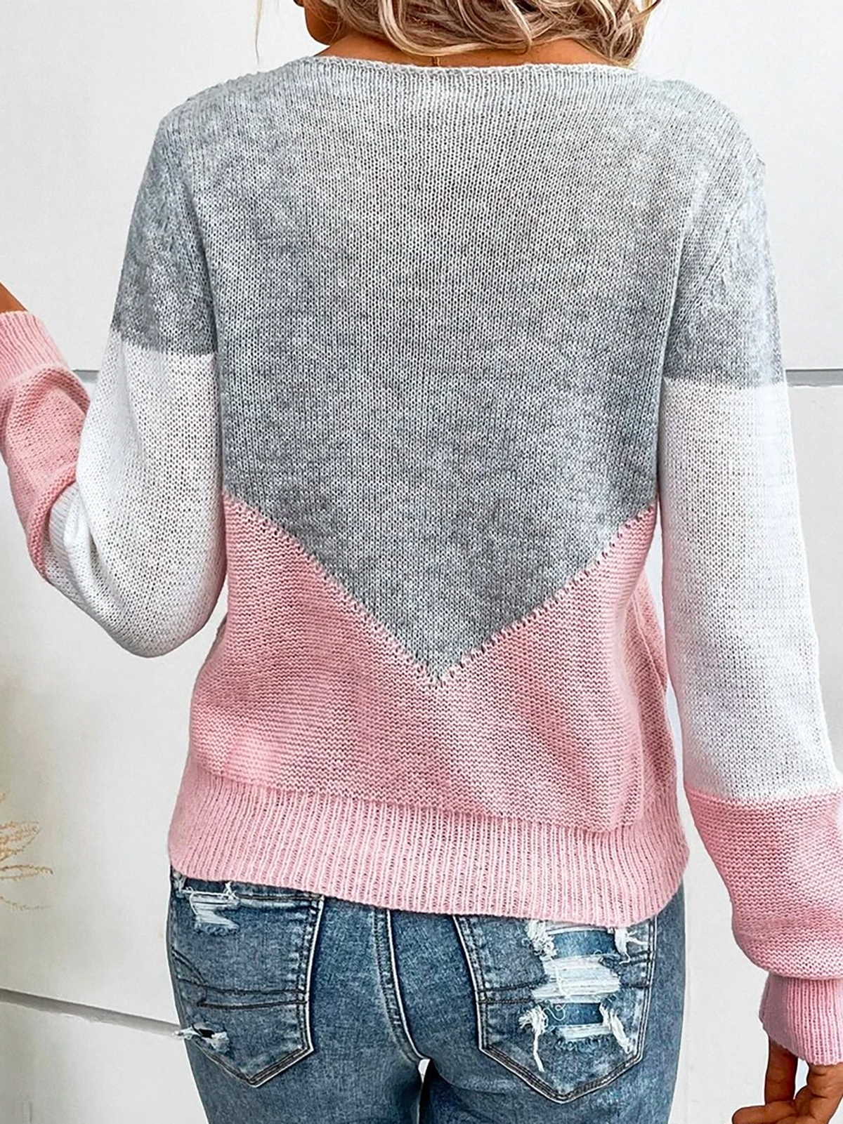 Flojo Casual Bloque de color Suéter