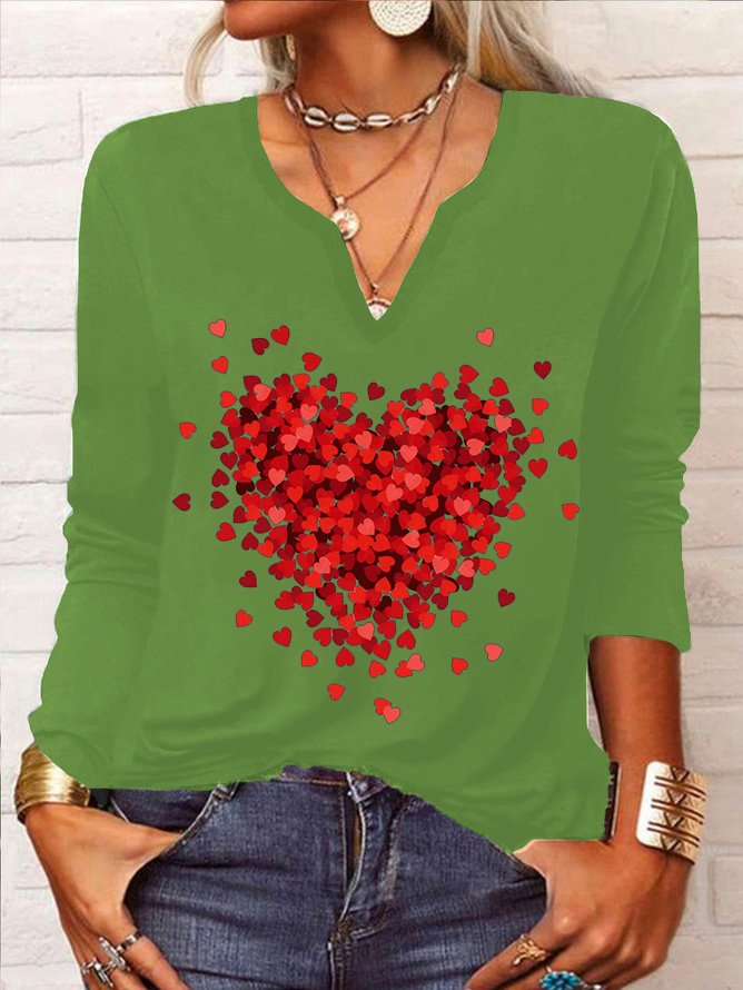 Casual Flojo Corazón/Cordado T-Camisa