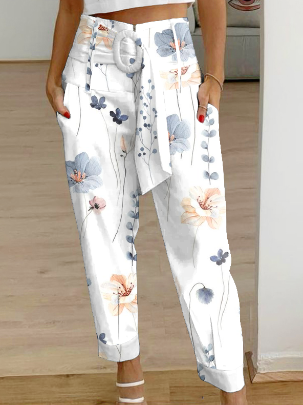 Casual Floral Flojo Pantalones tipo cargo