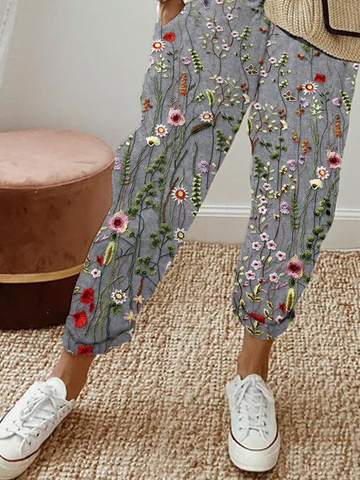 Floral Casual Flojo Pantalones