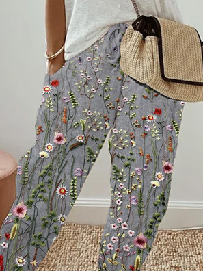 Floral Casual Flojo Pantalones