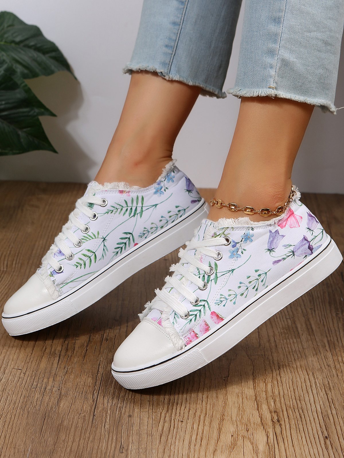 Moda Floral Ultraligero Respirable Deportes Lona Zapatos