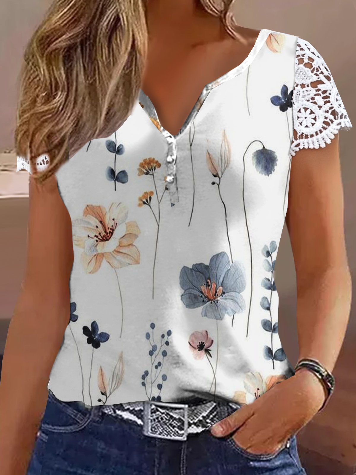 Jersey Floral Flojo Casual Camisa