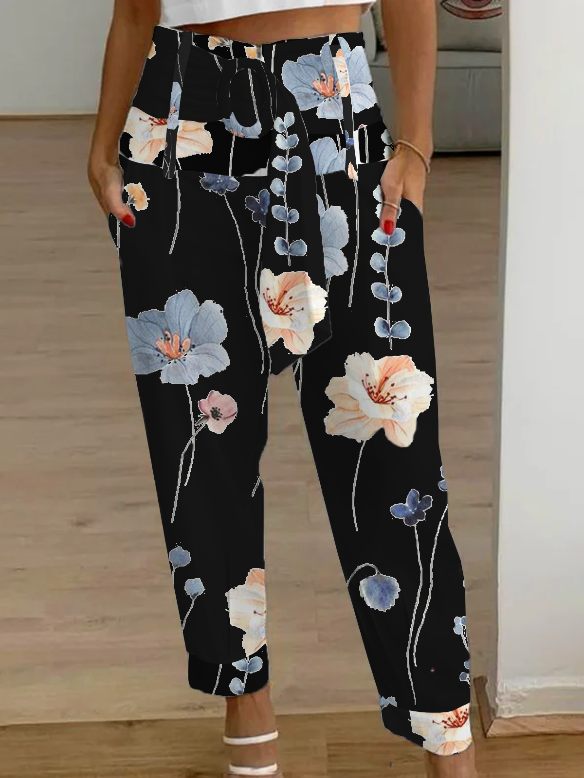 Casual Floral Flojo Pantalones tipo cargo