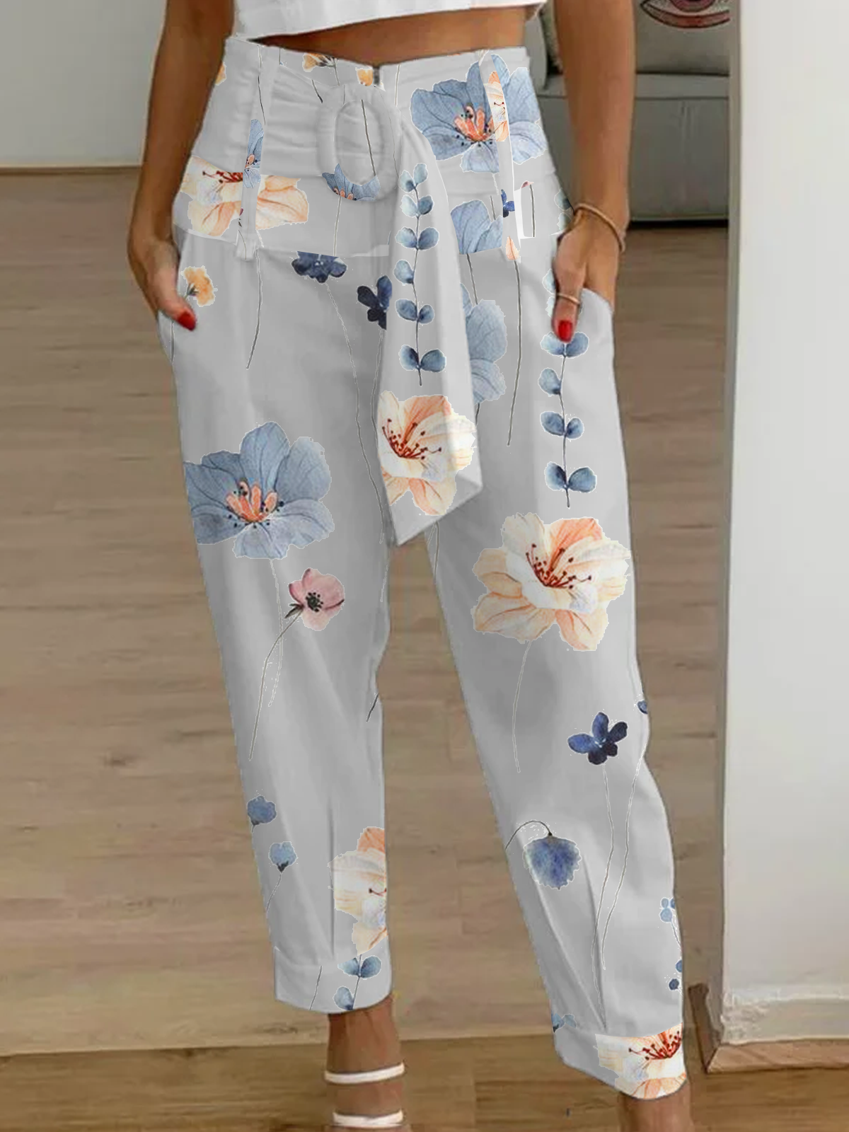 Casual Floral Flojo Pantalones tipo cargo