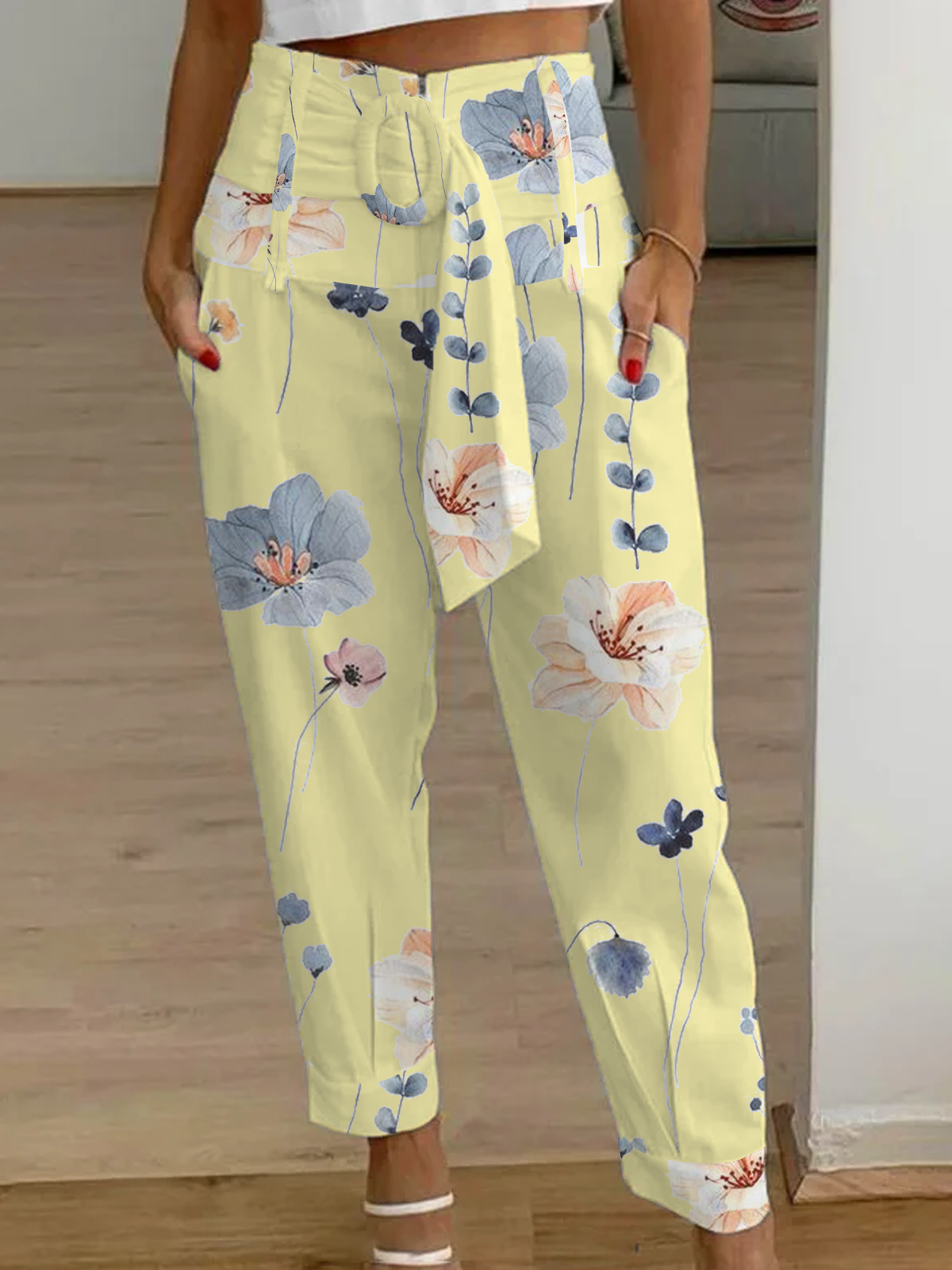 Casual Floral Flojo Pantalones tipo cargo