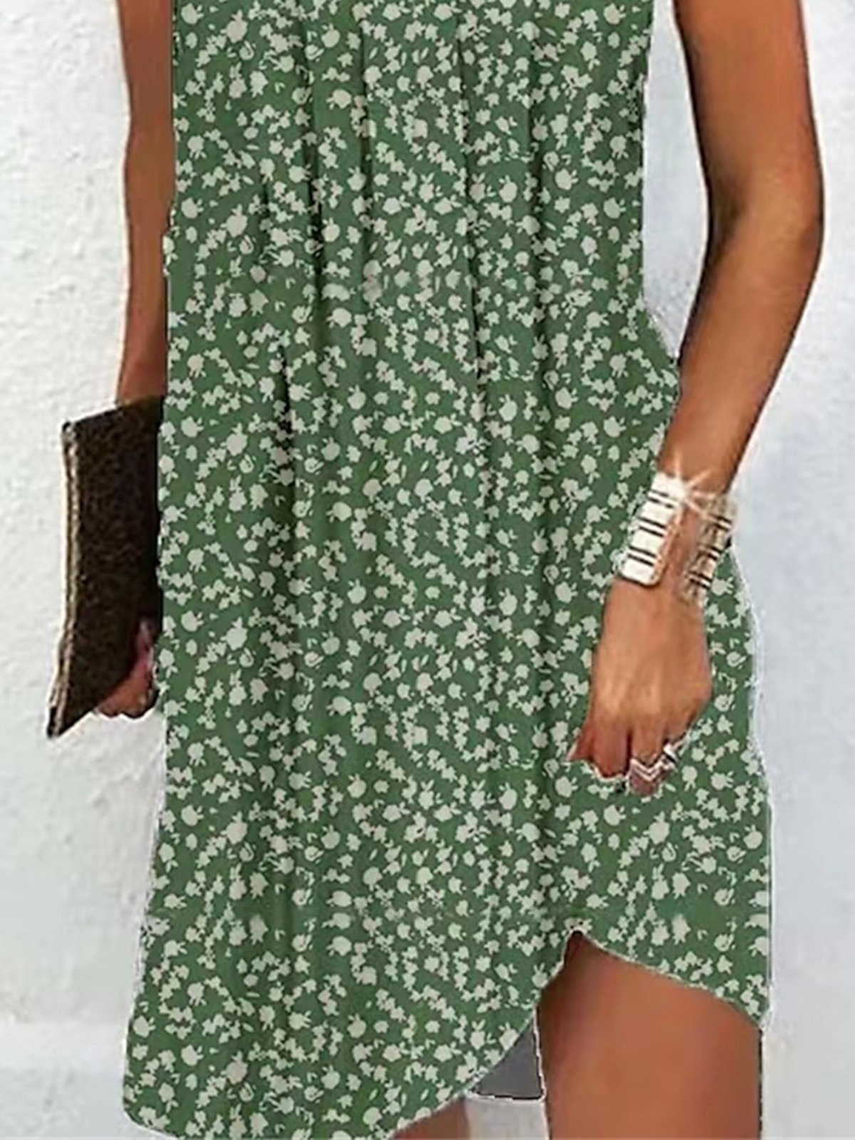 Floral Casual Flojo Sin Mangas Vestido