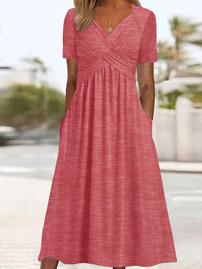 Liso escote corazón Regular Ajuste Casual Vestido