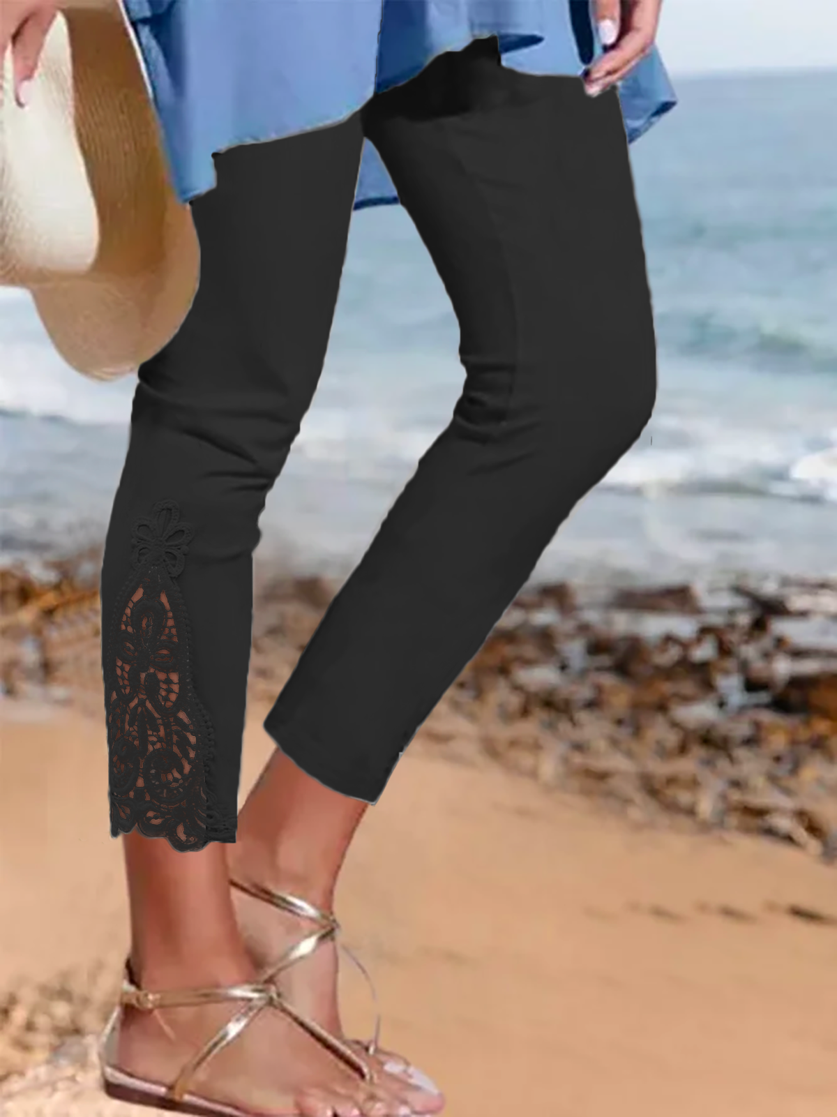 Talla Grande Liso Casual Legging Pantalones