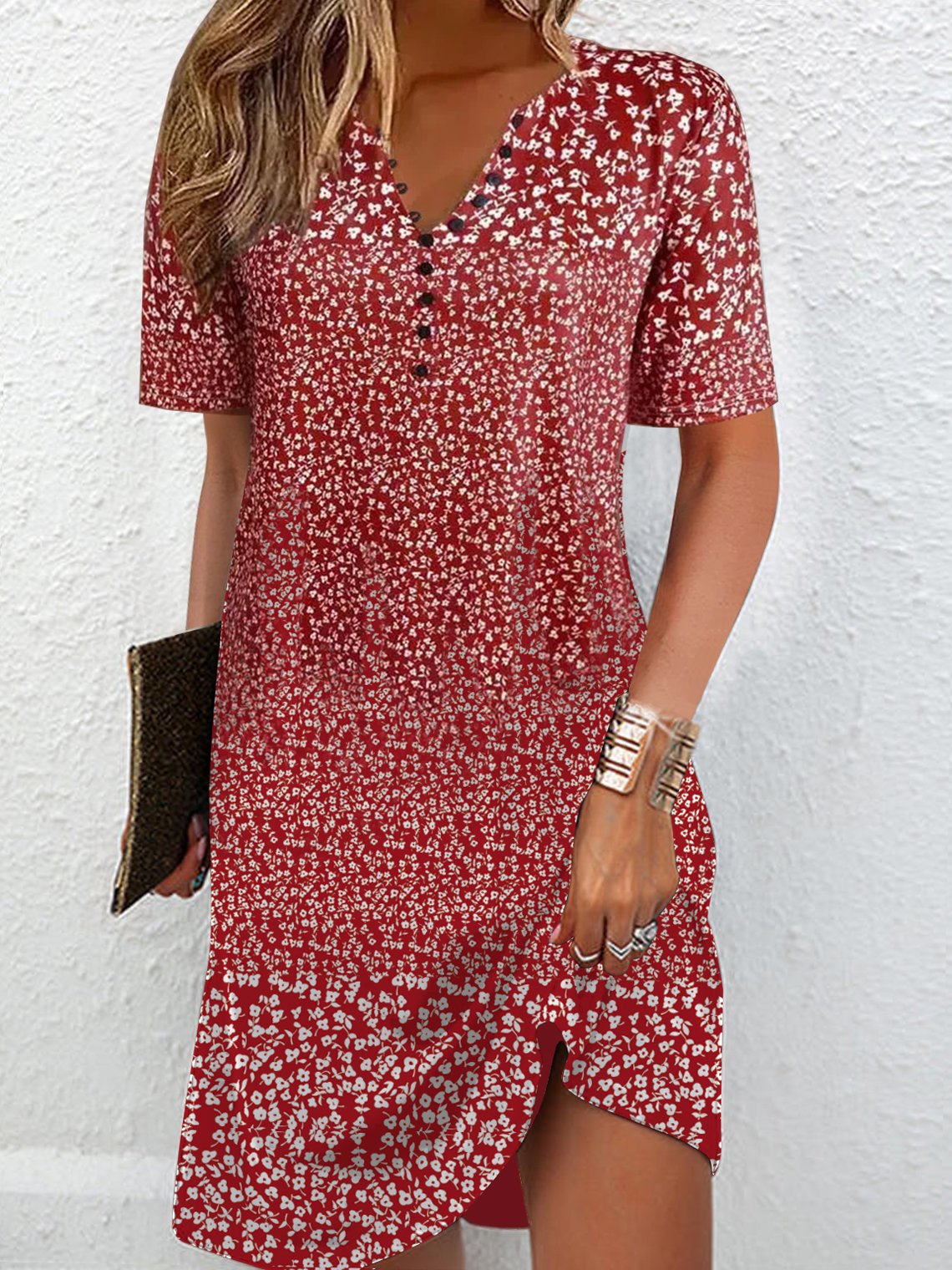 Floral Flojo Cuello Camisero Casual Vestido