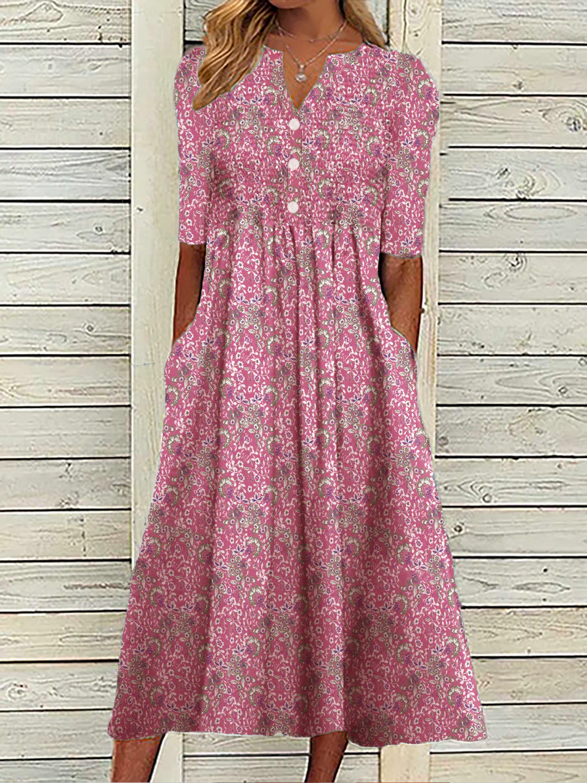 Boho Mujer Azul Talla Grande Floral Vestido Largo