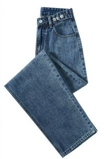 Liso Hebilla Bolsillos Mezclilla Casual Pantalones Vaqueros