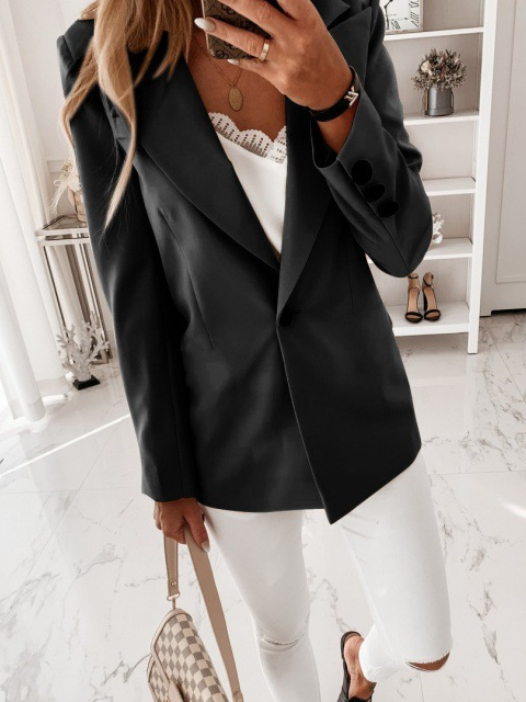 Con Cuello de Chal Regular Ajuste Casual Chaqueta