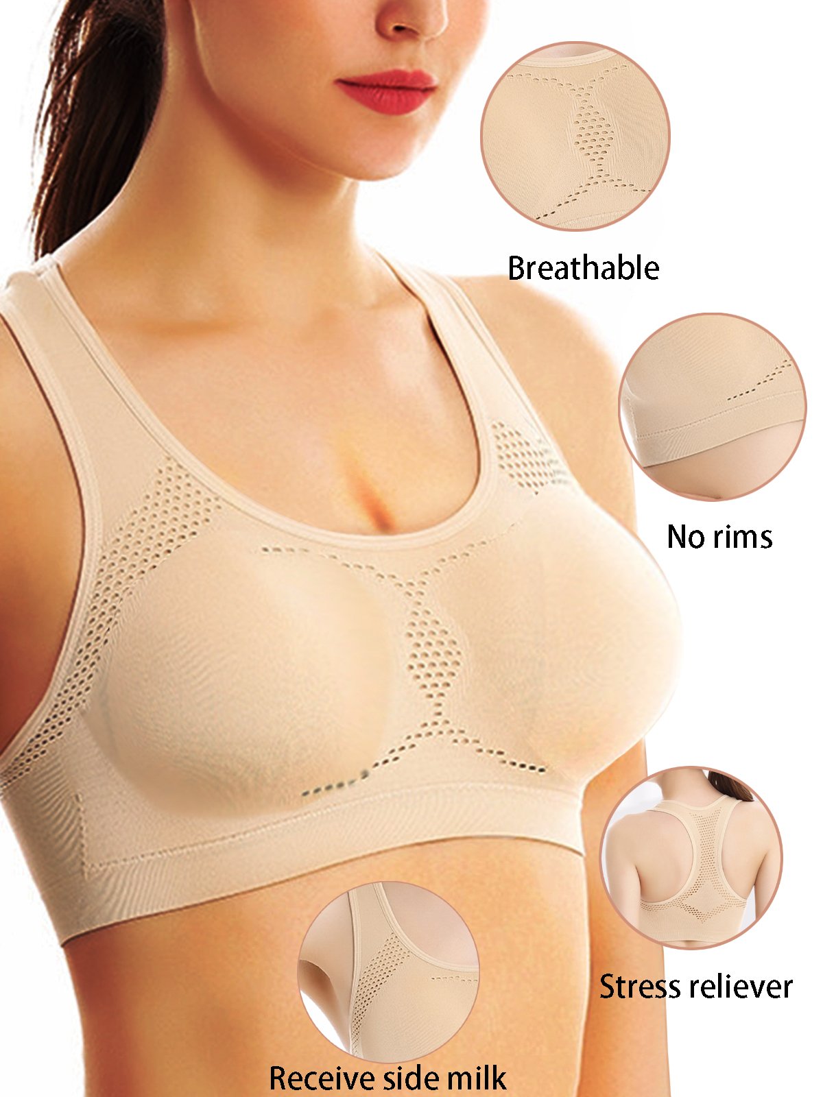 Respirable Cómodo Alta elasticidad Inconsútil Musculosa Estilo Deportes Sujetador