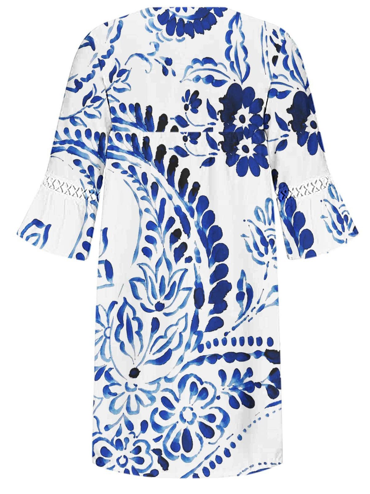 Étnico Casual Cuello Pico Flojo Vestido