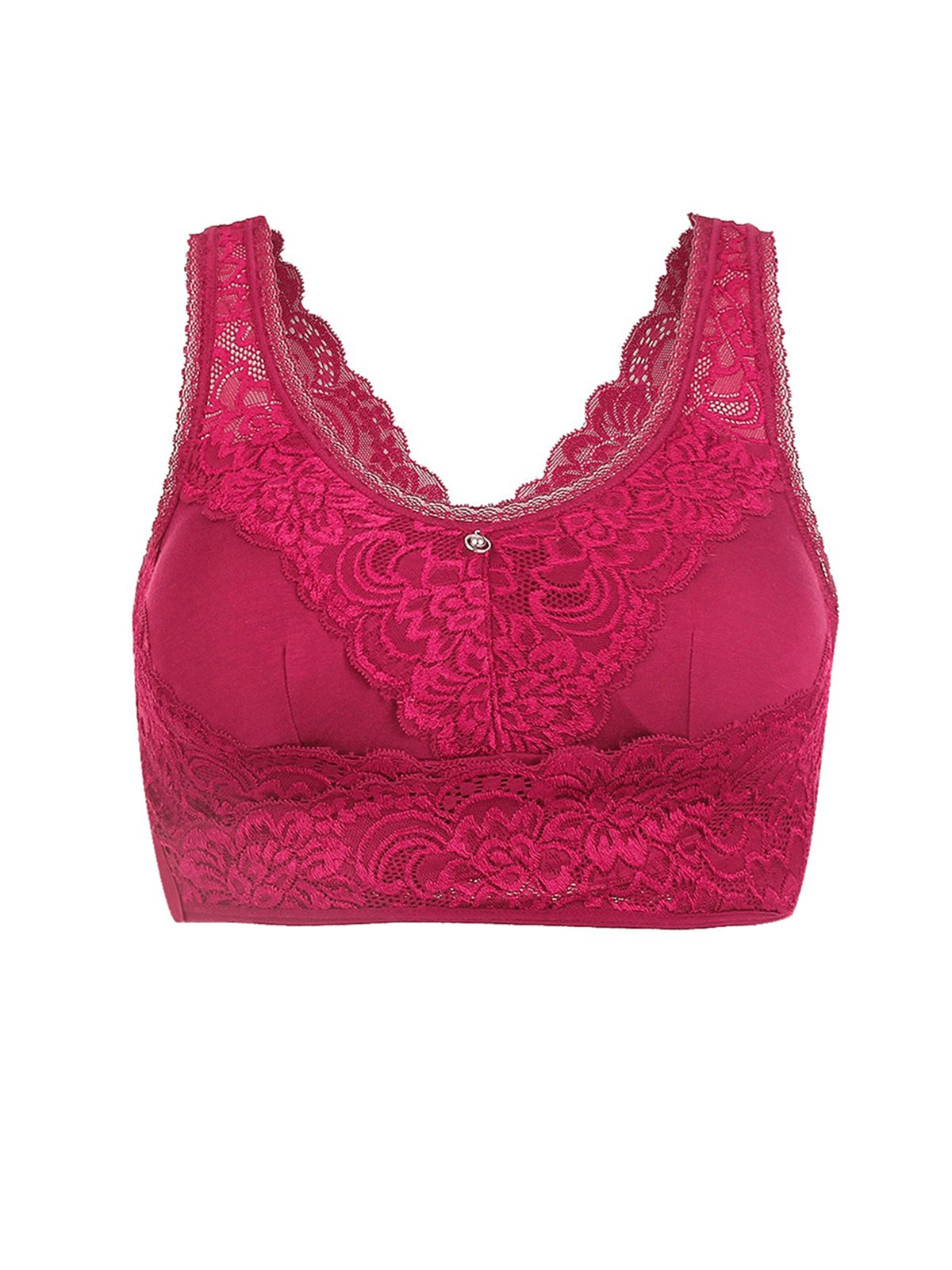 Señoras Respirable Sensual Con Encaje Frente Botón Push-Up Sujetador & Bralette