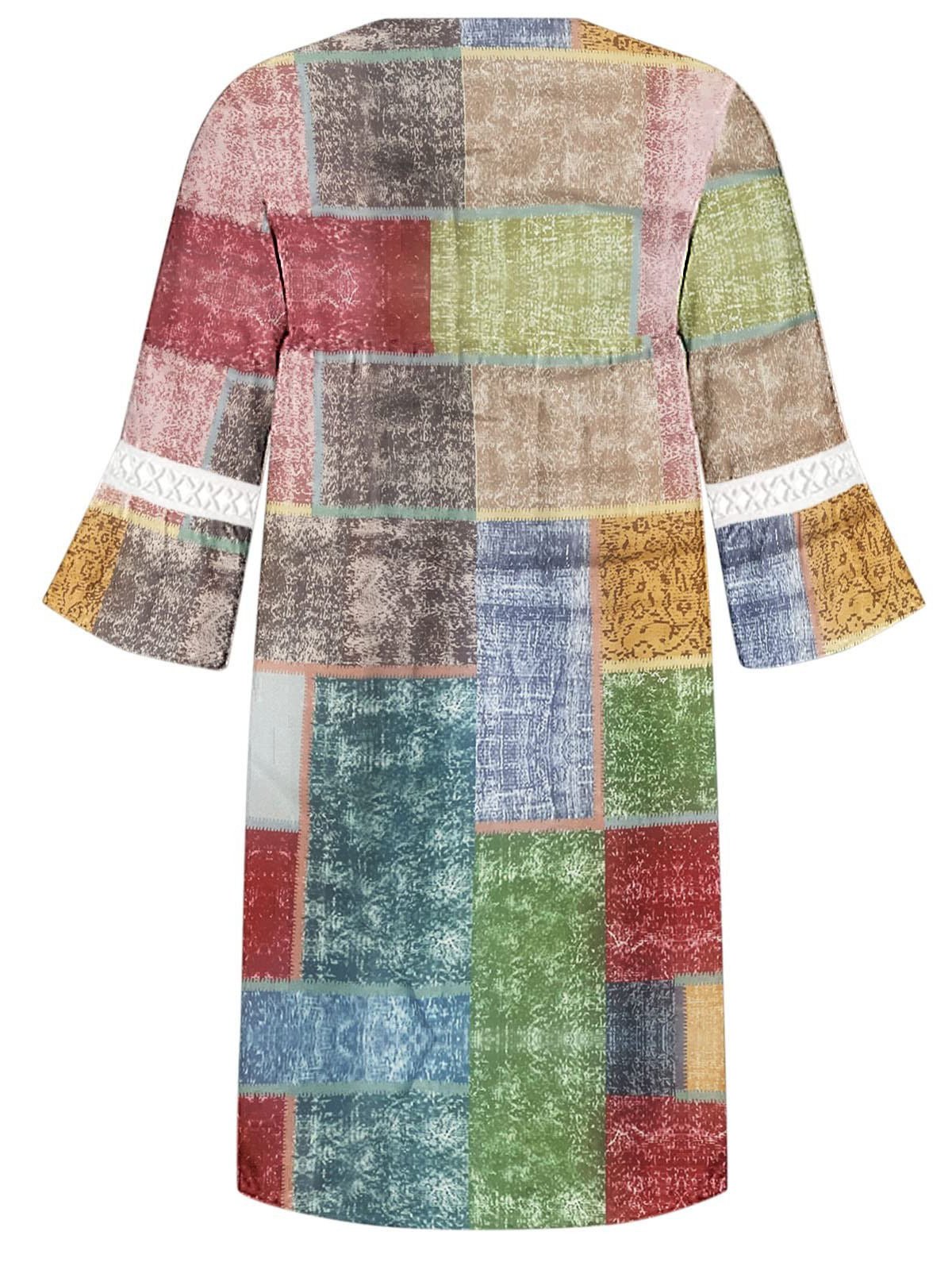 Étnico Casual Cuello Pico Flojo Vestido
