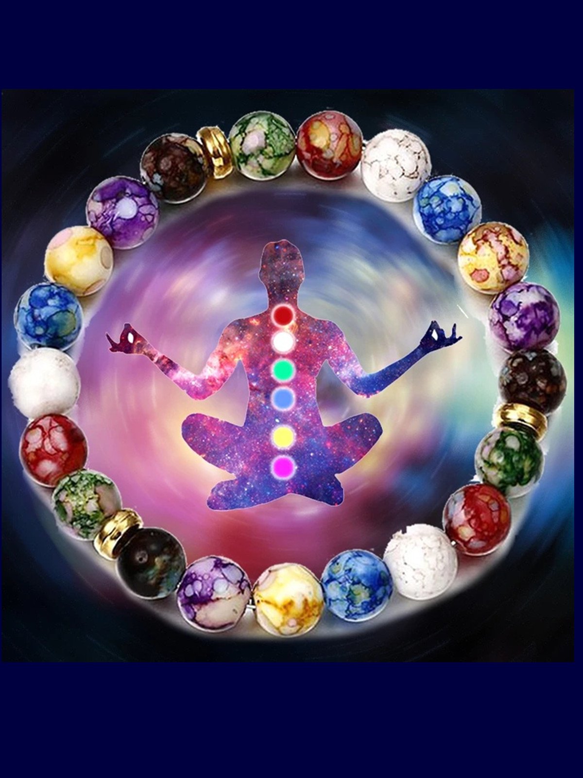 Colorido Pulsera Yoga equilibrar energía Perlas volcánico piedra Pulsera