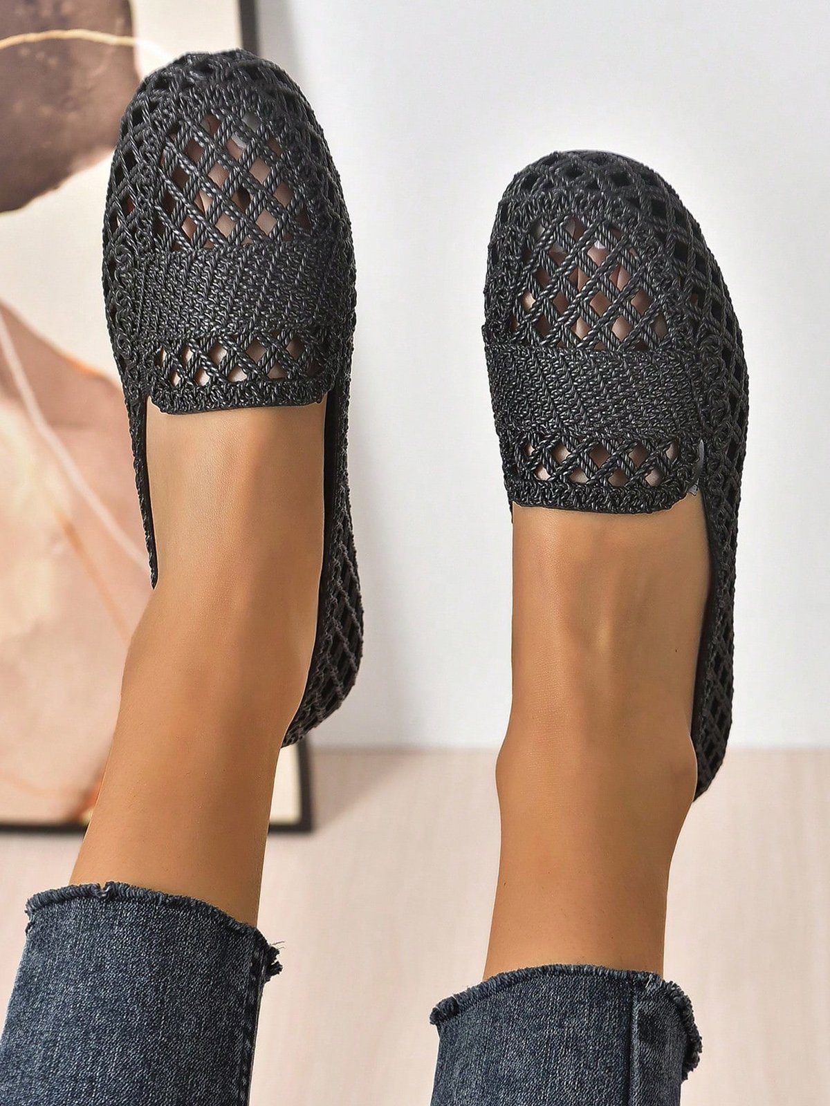 Mujeres Ahuecar Impermeable Slip-On Zapatos