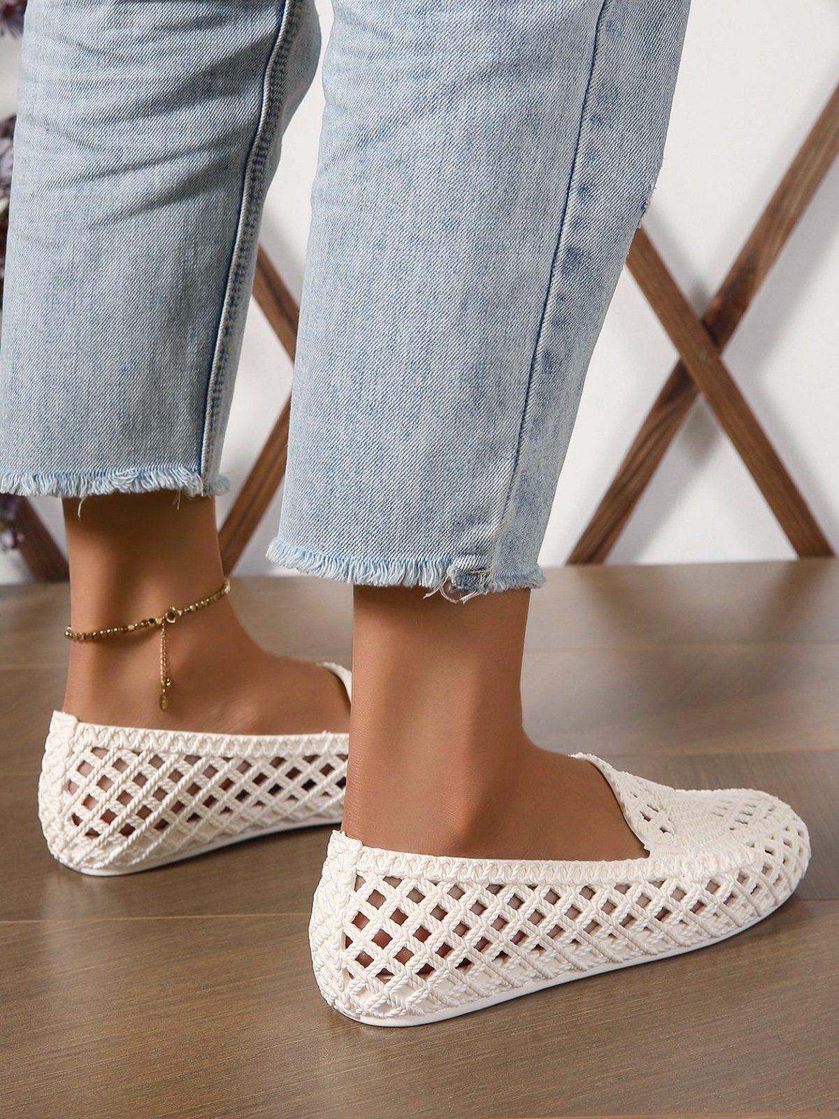 Mujeres Ahuecar Impermeable Slip-On Zapatos