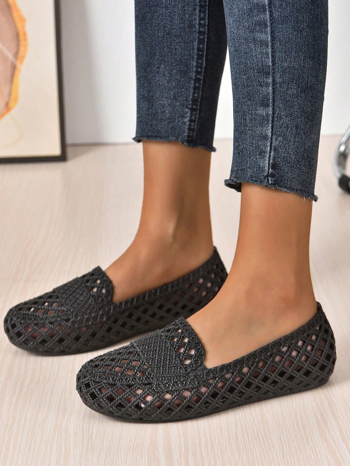 Mujeres Ahuecar Impermeable Slip-On Zapatos