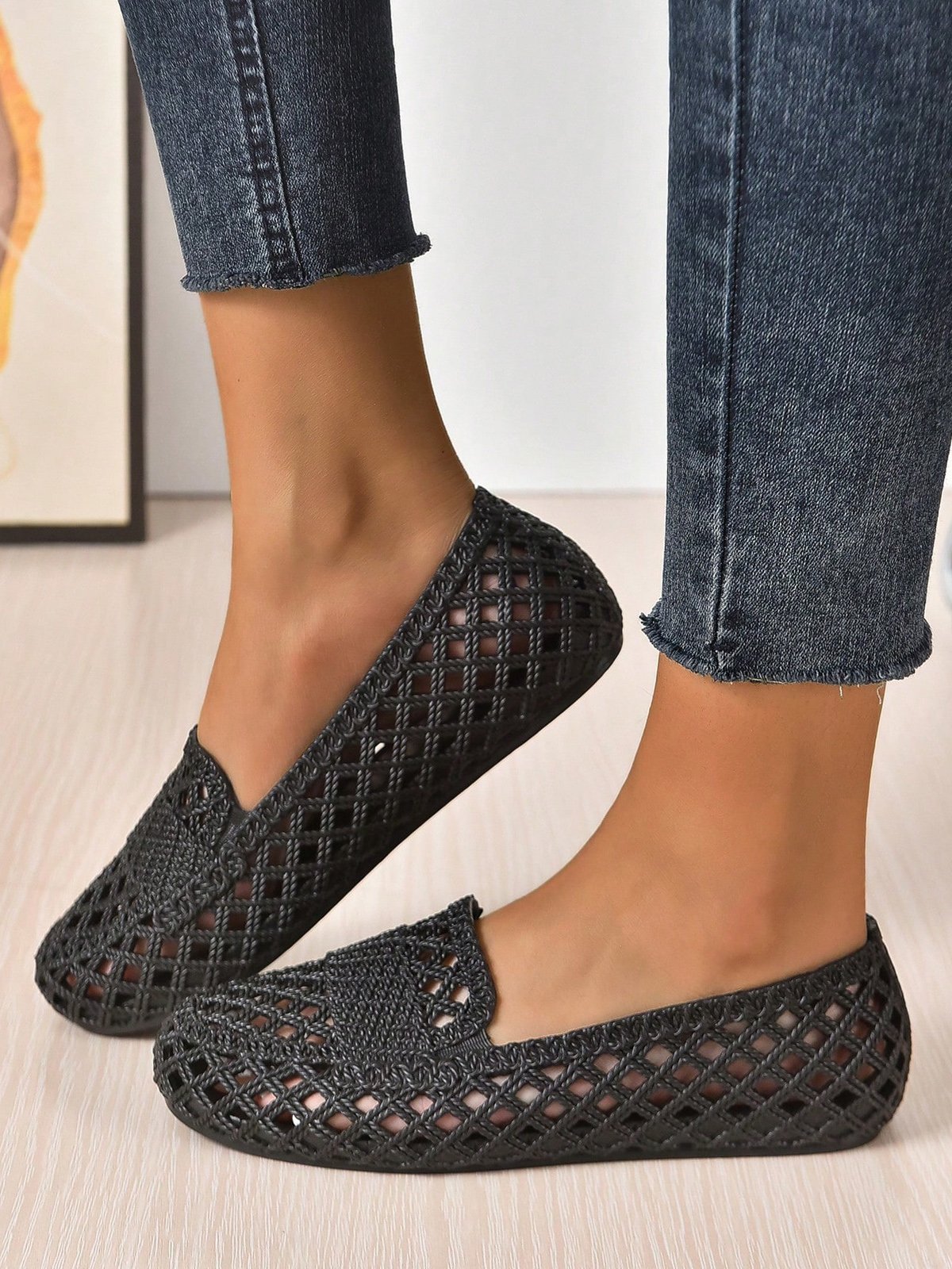 Mujeres Ahuecar Impermeable Slip-On Zapatos