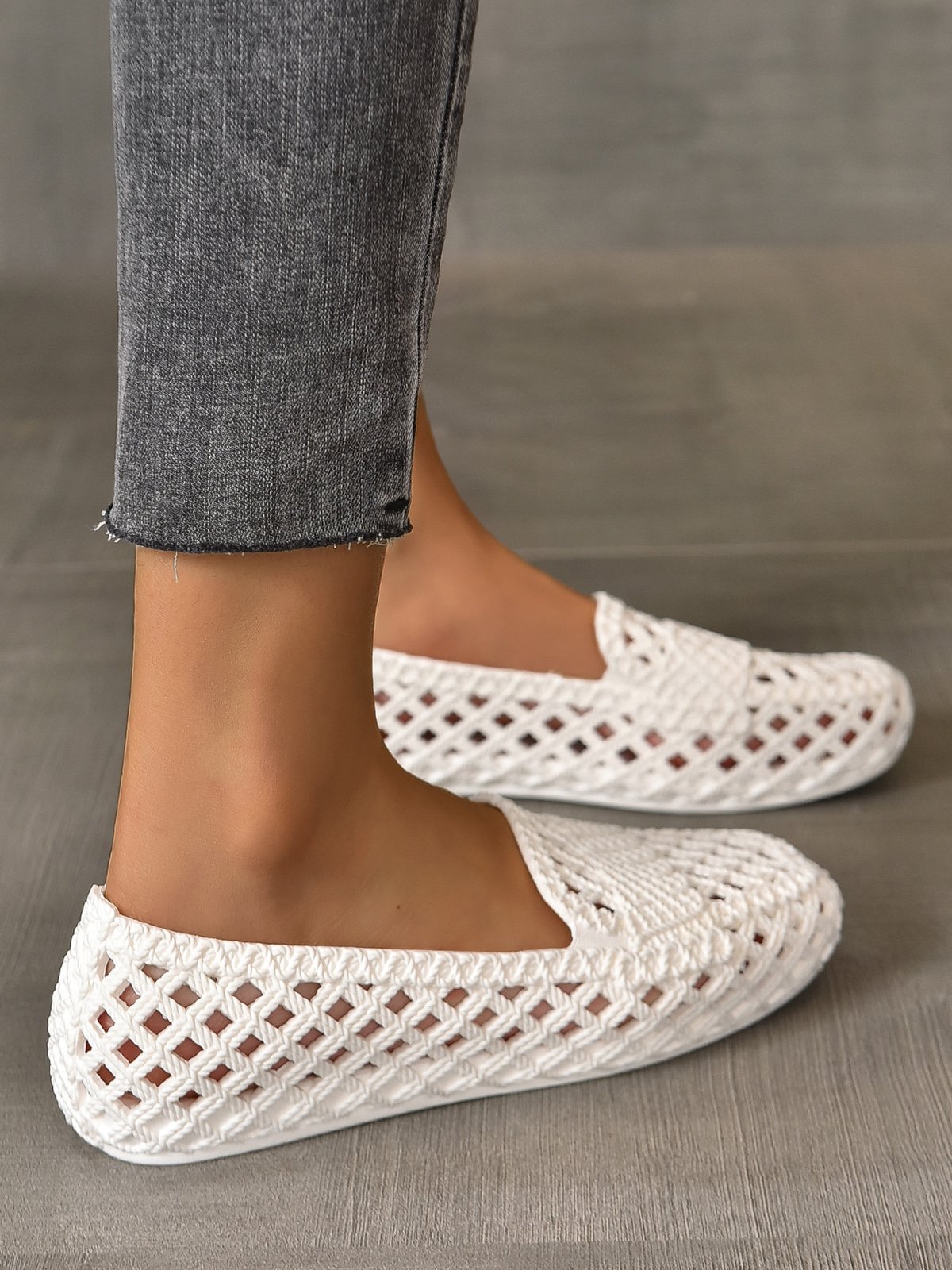 Mujeres Ahuecar Impermeable Slip-On Zapatos