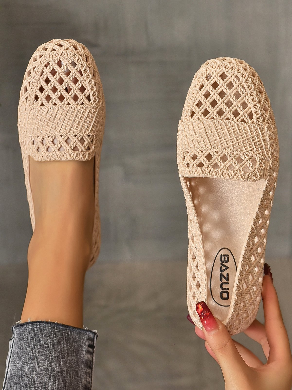 Mujeres Ahuecar Impermeable Slip-On Zapatos