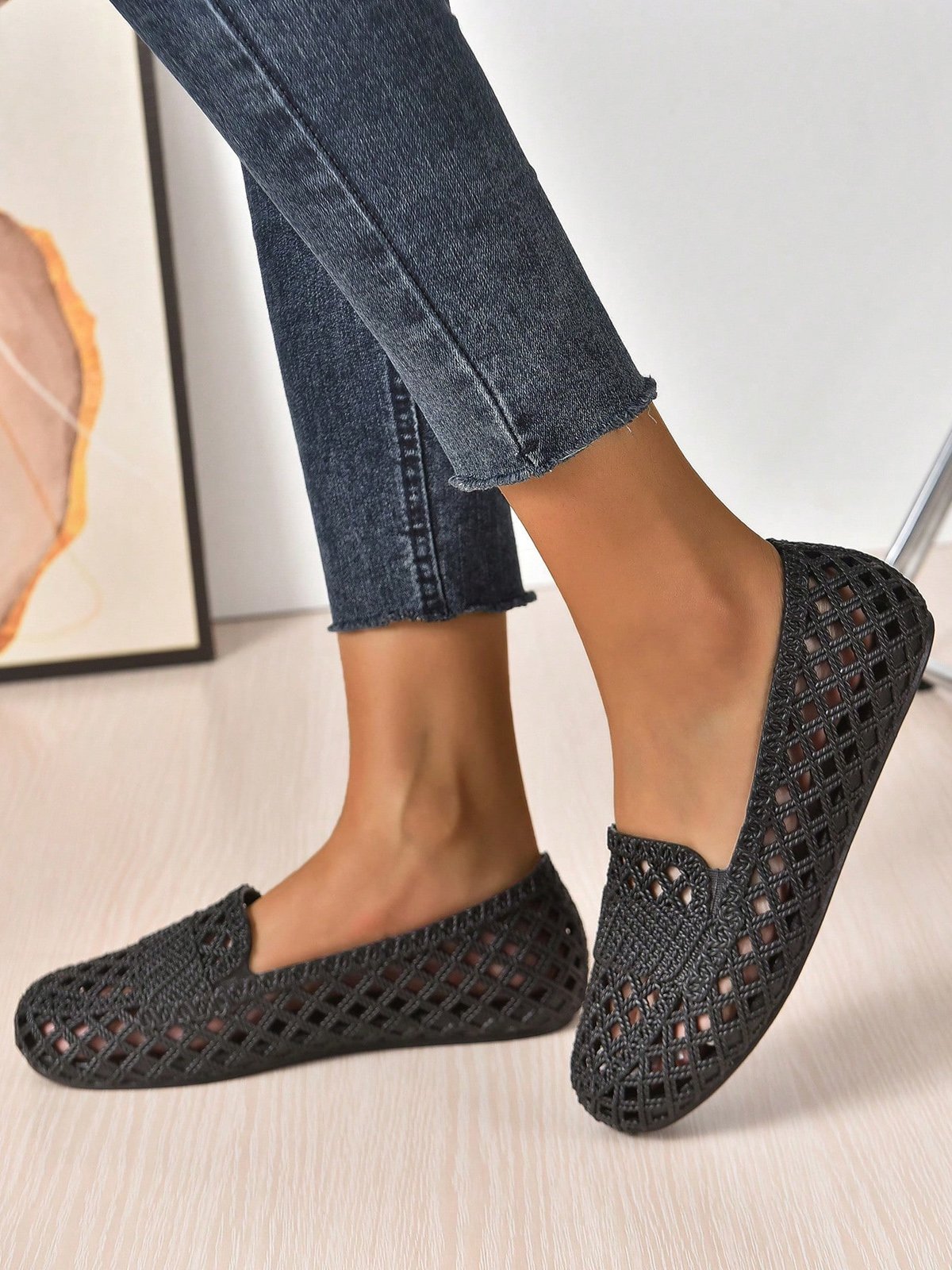 Mujeres Ahuecar Impermeable Slip-On Zapatos