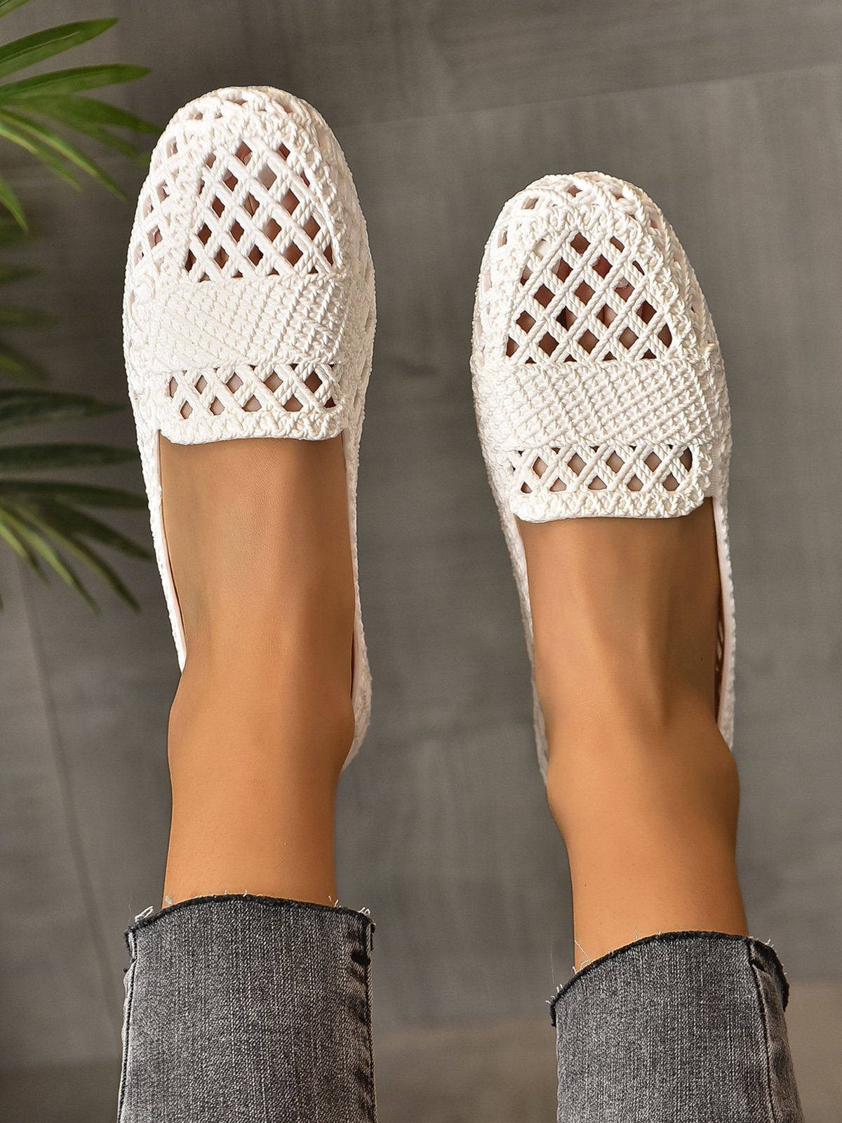 Mujeres Ahuecar Impermeable Slip-On Zapatos