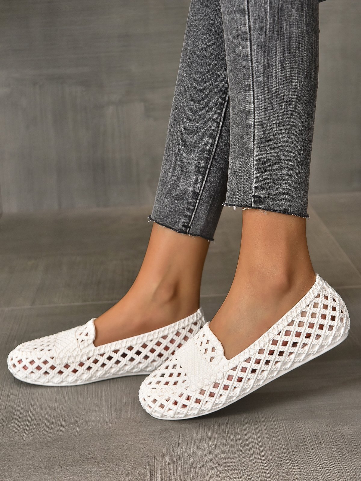 Mujeres Ahuecar Impermeable Slip-On Zapatos