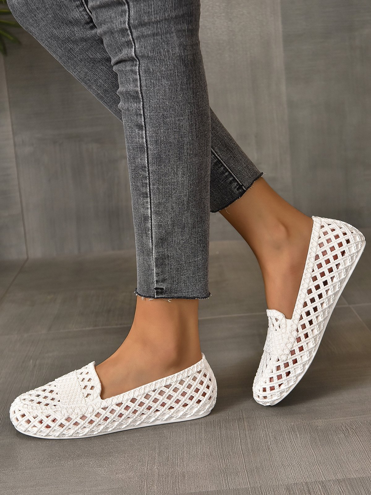 Mujeres Ahuecar Impermeable Slip-On Zapatos