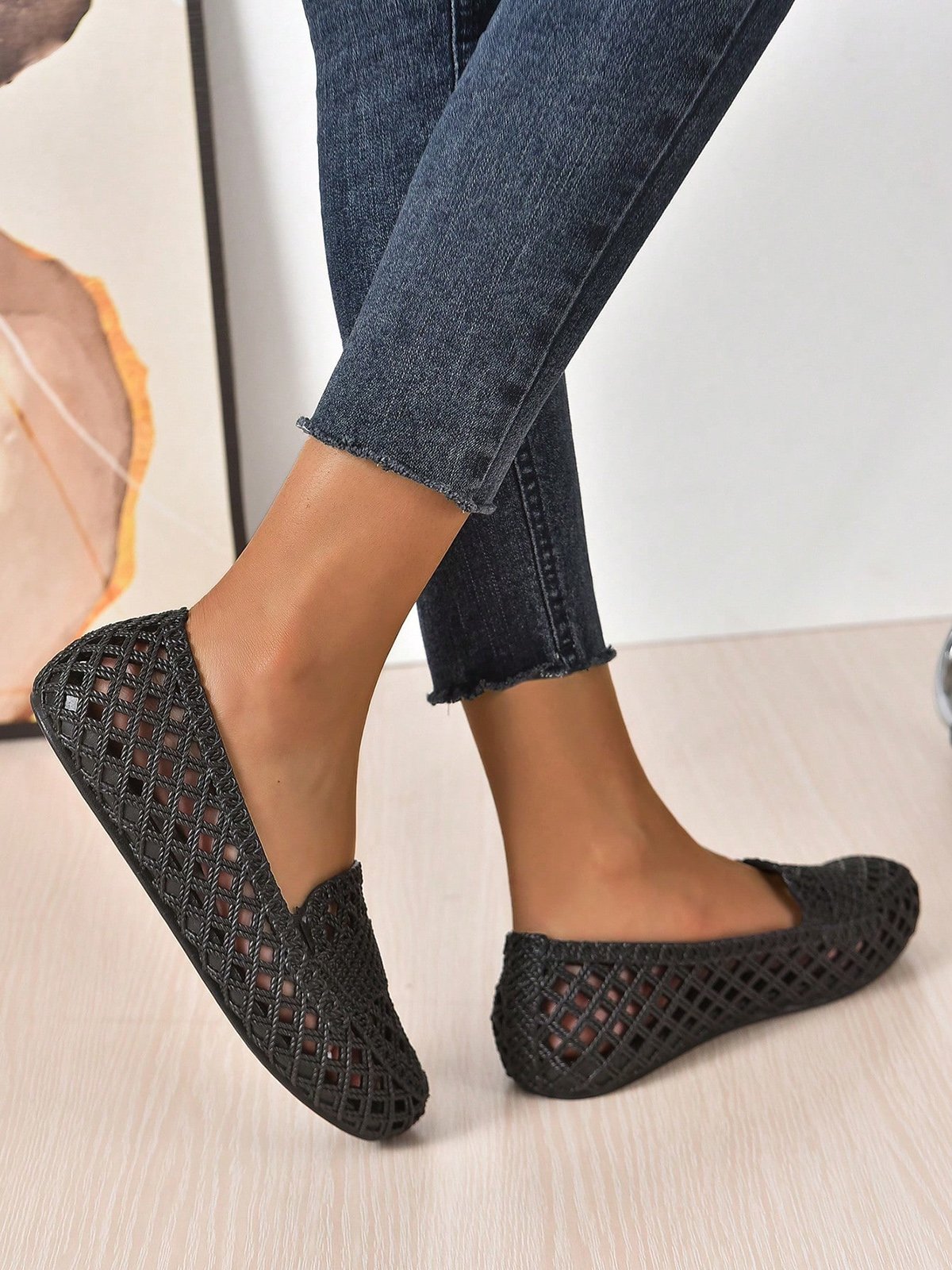 Mujeres Ahuecar Impermeable Slip-On Zapatos