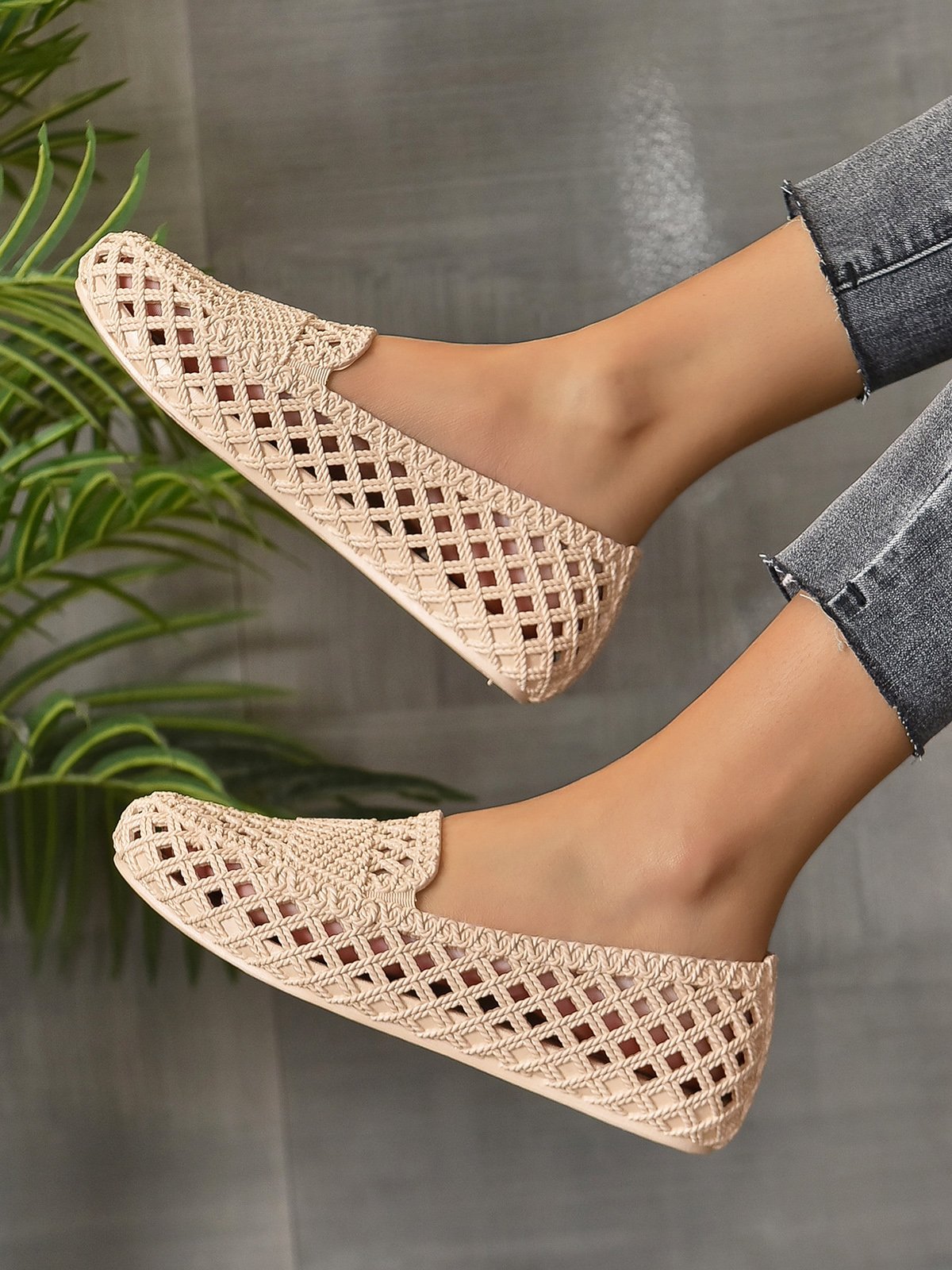 Mujeres Ahuecar Impermeable Slip-On Zapatos