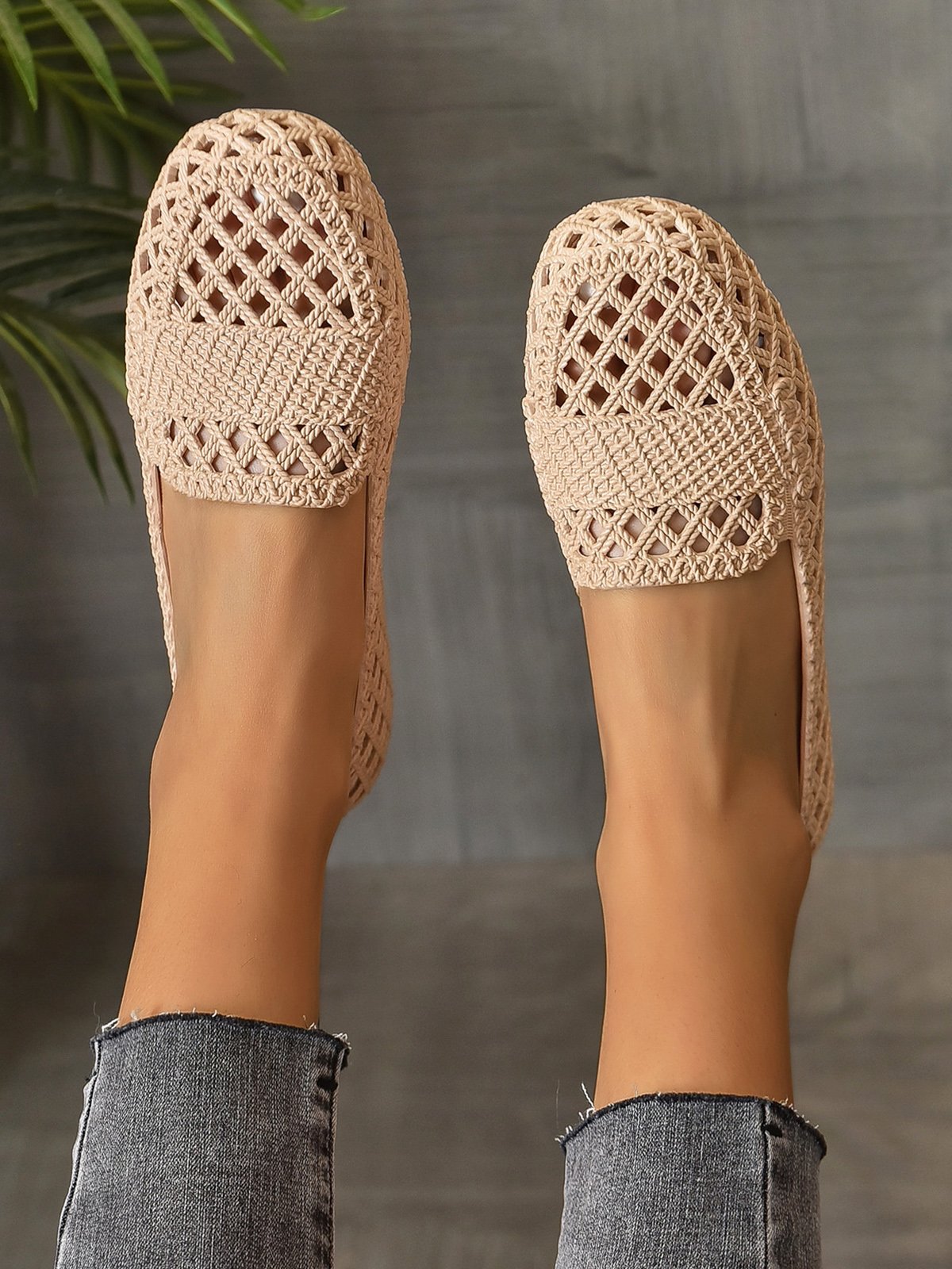 Mujeres Ahuecar Impermeable Slip-On Zapatos