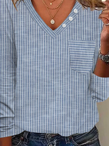 Cuello Pico Casual Jersey Camiseta