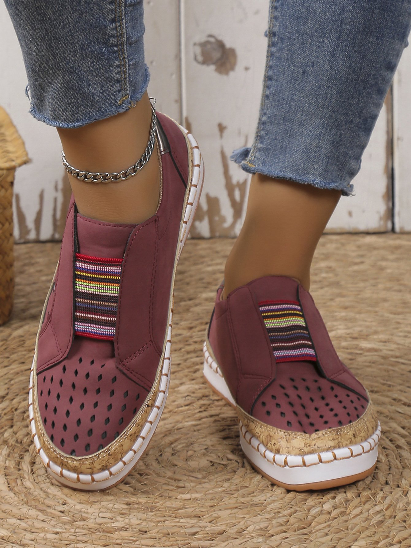 Casual Todas las Estaciones Gato Antideslizante Punta Cerrada Tela Víspera de Todos los Santos Slip-On EVA Zapatos Planos para Mujeres