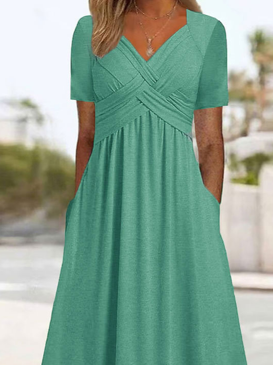 Liso escote corazón Regular Ajuste Casual Vestido