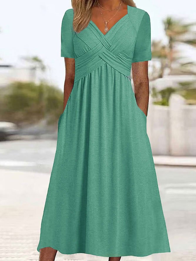 Liso escote corazón Regular Ajuste Casual Vestido