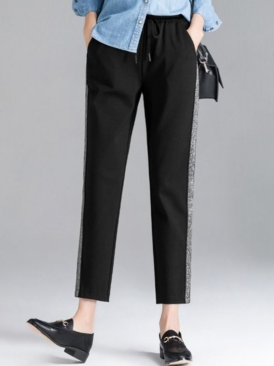 Casual Bloque de color Pantalones tobilleros Con Cordones Pantalones Deportivos & Corredores