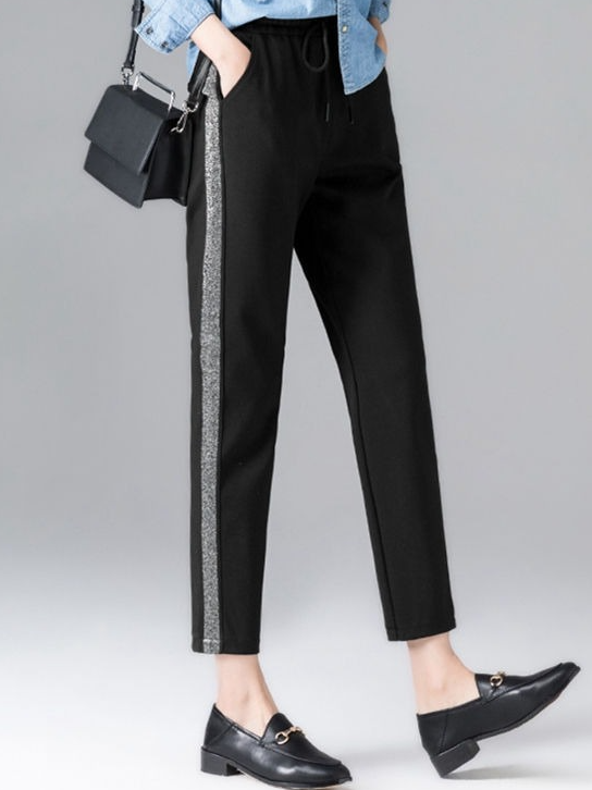 Casual Bloque de color Pantalones tobilleros Con Cordones Pantalones Deportivos & Corredores